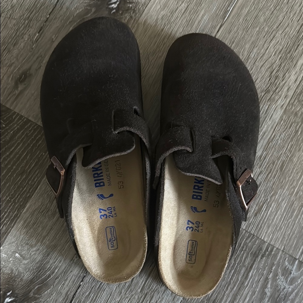 Birkenstock Dark Brown Suede Clogs